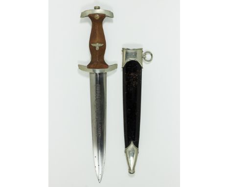 S.A. HONOR DAGGERHonor dagger of the "Sturmabteilung" (SA), 8 3/4" blade, 13 3/4" overall, with brown wood grips inlaid on on