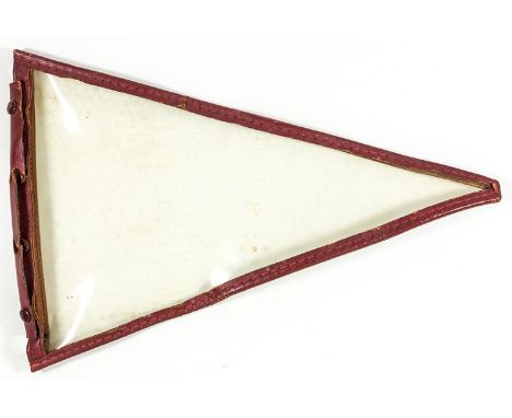 GERMAN CAR FLAG HOLDERCelluloid car flag holder with burgundy leather trim, 16" x 10 ½". A leather flap with four snaps remai