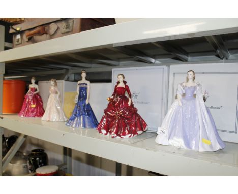 Three Coalport figurines; 'Grand Finale'; 'Ladies of Fashion Jacqueline'; 'The Ambassador's Ball'; a Royal Doulton figure 'A 