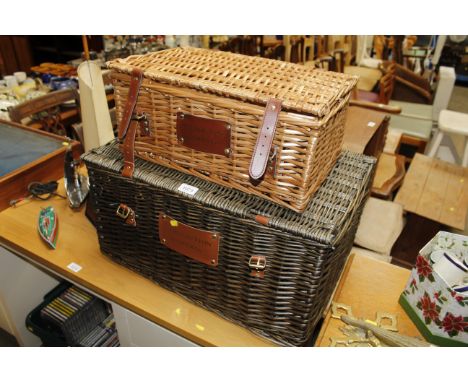 Two Alfred Button Hamper Co. wicker hampers
