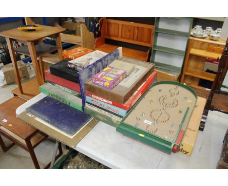 A bagatelle board, Subbuteo table rugby, various board games etc.