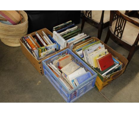 Four boxes of various books and Ordnance Survey maps