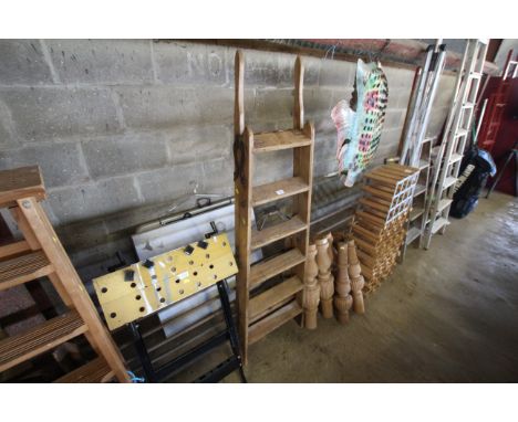 A wooden folding Simplex Ladder