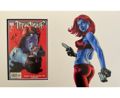 Brian K Vaughan, Stan Lee and Cover Artist Mike Mayhew Signed Mystique Marvel Direct Edition Magazine, Superbly Mounted to an
