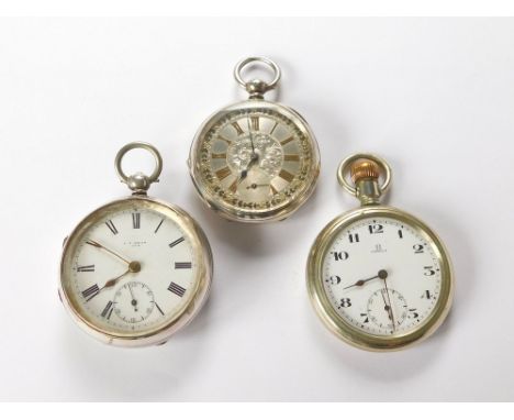 POCKET WATCHES. An Edwardian silver cased, open faced pocket watch by J.T. Kean, Ayr, Birmingham 1902. Also, a continental 93