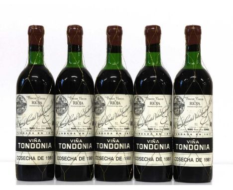 5 Bottles Rioja R.Lopez de Heredia Vina Tondonia Reserva Vintage 1981 5 Bottles Rioja R.Lopez de Heredia Vina Tondonia Reserv