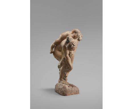 Andreotti, Libero -- Ino und Dionysos.Terracotta, teils farbig gefasst. H. ca. 64 cm. Auf dem Sockel signiert "L. Andreotti".