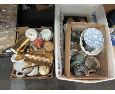 Three boxes of mixed wares to include 19th Century Staffordshire figures, Royal Worcester, etc. (Some a/f) 