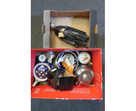 Three boxes of mixed china to include Beswick, vases, Royal Worcester, part tea service, some a/f 