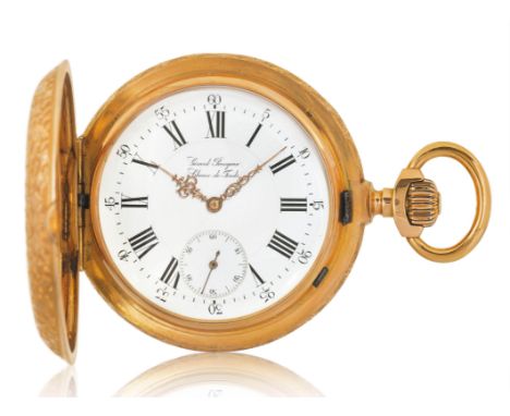 Girard Perregaux, schwerer und seltener Taschen-Chronometer, ca. 1880.Roségold 750.D 58 mm.Gehäuse Nr: Massives, kunstvoll al