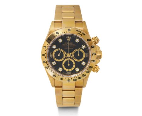 Rolex, seltene "Zenith" Daytona mit Diamantzifferblatt, ca. 1990.Gelbgold 750.D 38,5mm.Attraktive und begehrte Rolex-Ikone in