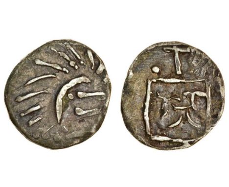 Anglo-Saxon, Sceattas (6), 1.22g., continental issues, c.695-c.740, series E, ‘Vico’ type, degenerate head right enclosing ba
