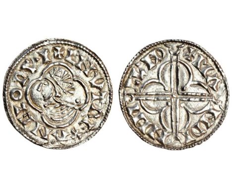 Cnut (1016-35), Penny, 0.99g, Quatrefoil type, London, Manwine(?), crowned bust left within quatrefoil, pellet behind bust, r