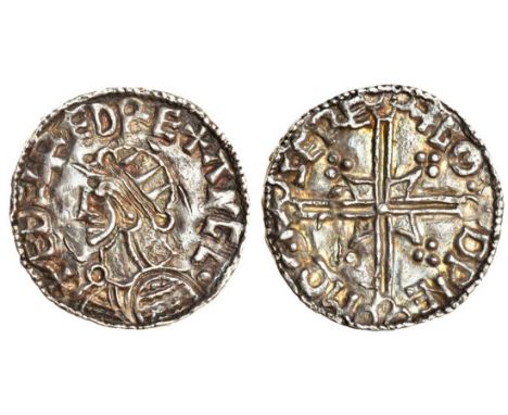 Aethelred II (978-1016), Penny, 1.46g, Helmet type, Salisbury, Godwine, bust left in armour and radiate helmet, rev. +GODPNE 