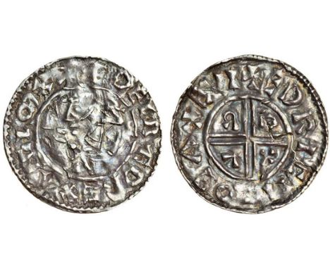 Aethelred II (978-1016), Penny, 1.14g, Intermediate Small Cross/Crux mule, Exeter, Edric, diademed bust, no sceptre left, rev