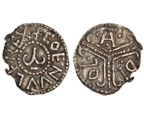 Mercia, Coenwulf (796-821), tribach phase, 797-805, Penny, 1.14g., London, Diola, +COENVVLF REX, beaded inner-circle with unc