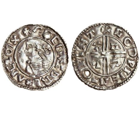 Aethelred II (978-1016), Penny, 1.68g, Intermediate Small Cross/Crux mule, Winchester, Godwine, diademed bust left, rev. +GOD