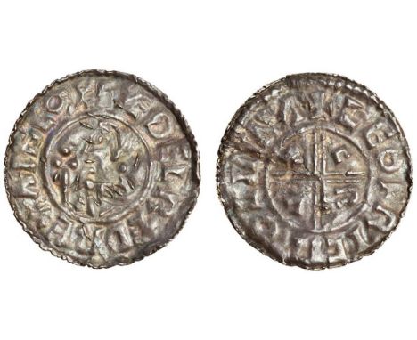 Aethelred II (978-1016), Penny, 1.46g, Crux type, Lympne, Leofric, bare headed bust left with sceptre, rev. +LEOFRIC M-O LIMN