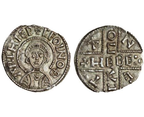 Archbishops of Canterbury, Ceolnoth (833-70), group III, inscribed cross type, c.855-56, Penny, 1.15g., Canterbury, Hebeca, +