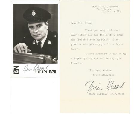 Brian Blessed signed typed letter and Z cars young signed 6 x 4 portrait photo. Good condition Est.