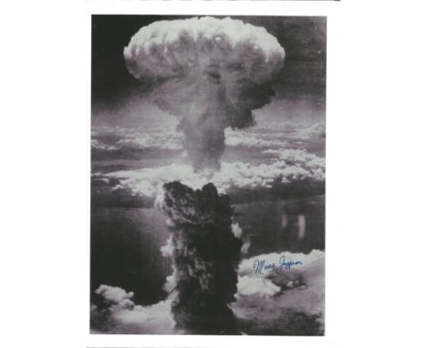 WW2 Atom bomber Morris Jeppson signed 12 x 8 Mushroom Cloud  black and white photo, Second Lieutenant in the United States Ar
