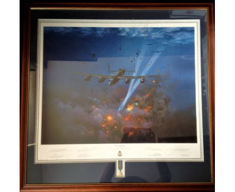 WW2 print Peenemunde by Frank Wootton. Signed by the artist: Frank Wootton and Squadron Leader Charles Lofthouse OBE DFC , Sq