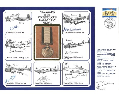 Rare Dambuster autograph of Flt Sgt Bill Townsend CGM DFM signed on large Conspicuous Gallantry Medal cover, also signed by F