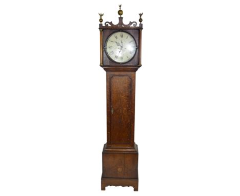 Deacon, Leicester, George III longcase clock with circular face with Roman and Arabic numerals and subsidiary seconds dial se