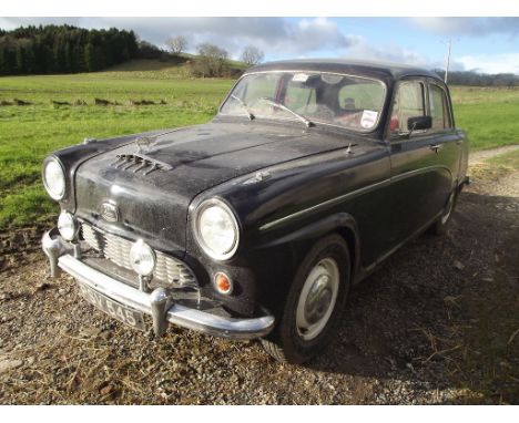 A 1955 Austin A90 Westminster historic FIA rally car, registration number PSV 545, black. This A90 has formed part of a colle