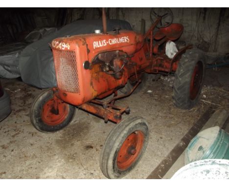 A 1952 Allis Chalmers Model B tractor, registration number KLG 494, orange. This Model B is presented in very original condit