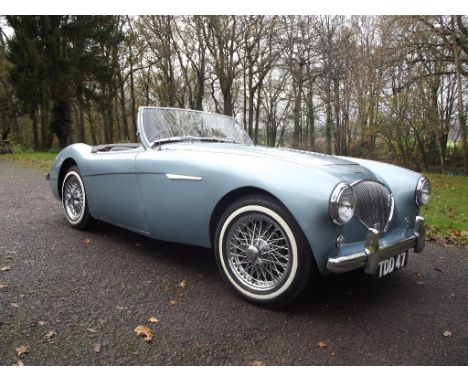 A 1953 Austin Healey 100, registration number TDD 47, chassis number BN1 1140267, Healey Ice blue. The sensational new Austin