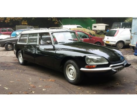A 1973 Citroen DS23 Safari, registration number PTN 822M, black. The cataloguing description below has been kindly supplied b