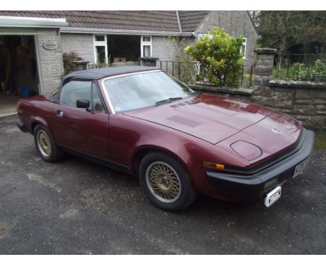 A 1981 Triumph TR7 V8 convertible, registration number KON 936W, Bordeaux red. This TR7 convertible has been uprated with a R