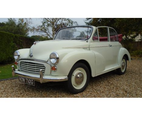 A 1969 Morris Minor post production convertible, registration number MDM 710G, Old English white. This well presented convert