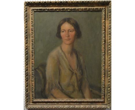 Molly Maygrove (20th century)Portrait of a Ladysigned, dated 1936, label to verso, oil on canvas, 65cm x 50cm