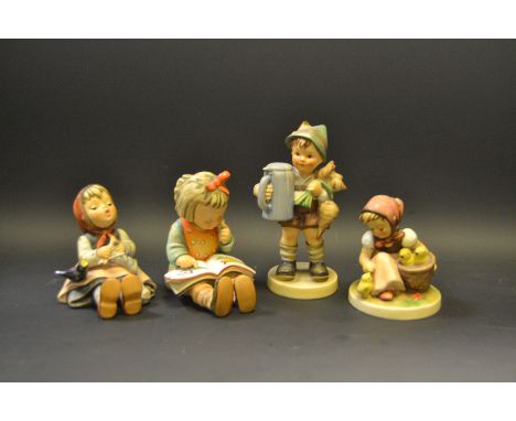 A Goebel pottery figure Chick Girl;  others Parsnips, etc (4)