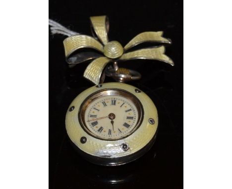 A silver and enamel fob watch