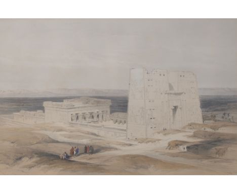 David Roberts (1796-1864), after, Temple of Edfou ancient Appolinopolis, Upper Egypt, hand coloured lithograph, 35.5 x 50 cm 