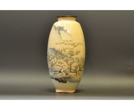 A Japanese cloisonne vase , enamelled with Stork, Meiji period   Condition Report:  The item has some crazing to glaze  with 