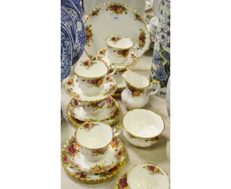 Royal Albert Old Country Roses - bread and butter plate; cream jug; sugar bowl; six cups and saucers; six side plates 