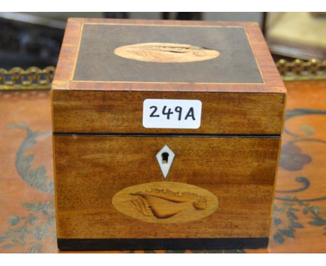A George III mahogany cube tea caddy