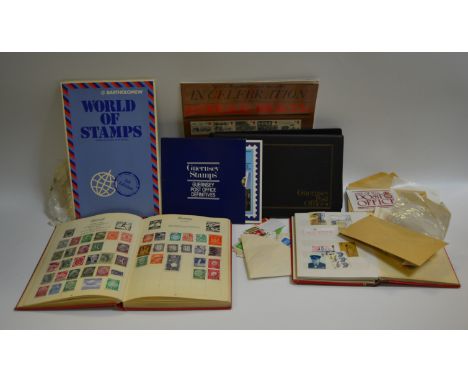 Stamps - an unpicked Nelson stamp album; another; various loose and first day covers (1 box)