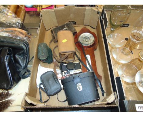 A qty of cameras, barometer etc.