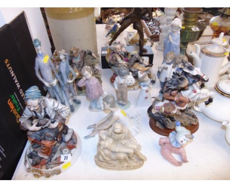 A collection of figures, Capodimonte, Lladro etc.