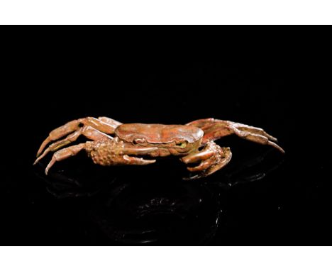 A Japanese Bronze Figure of a Crab.A finely cast Japanese bronze sculpture in the form of a crab, rendered with naturalistic 