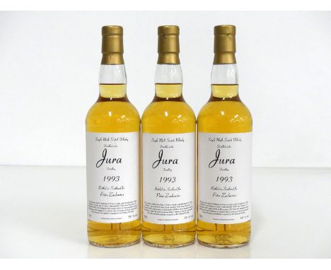 3 bts Jura Single Malt Scotch Whisky 1993 bottled 2010 at cask strength 58.1% Private Owners bottling