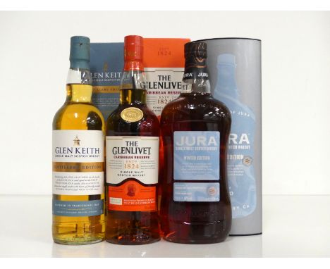 1 70-cl bt Glen Keith Distillery Edition Single Malt Scotch Whisky 40% oc 1 70-cl bt The Glenlivet Caribbean Reserve Single M