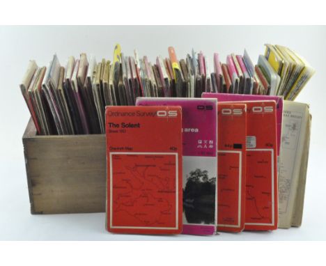 A collection of Ordnance Survey maps contained in one Edwardian oak drawer 