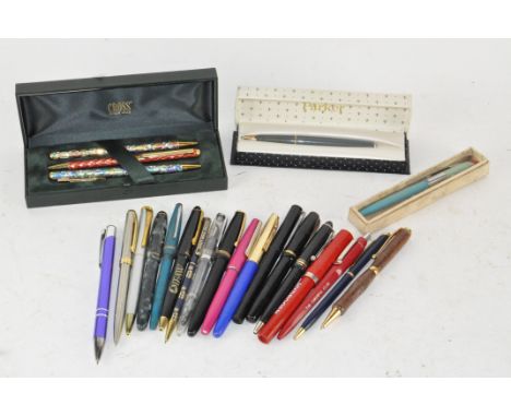 A selection of vintage pens, including examples by Parker