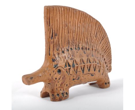 Aldo Londi for Bitossi Rimini pattern 1970's vintage Italian pottery porcupine with incised decoration, unmarked, 14cm high